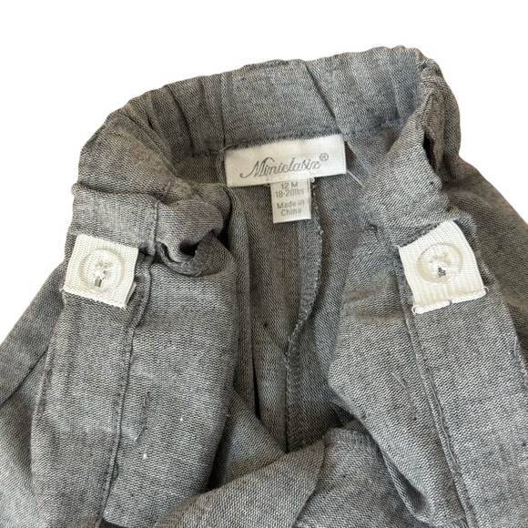 NWT MINICLASIX 2 Piece Woven Striped Shirt and Pant Set Sage Grey Size 12M - Picture 13 of 16